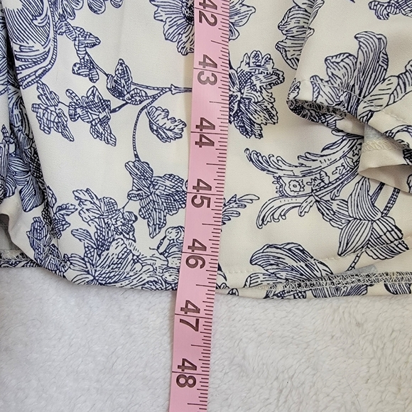 NWT Dazy Blue White Floral Contrast Collar Buttons Puff Sleeve Midi Dress Size L - Picture 11 of 11